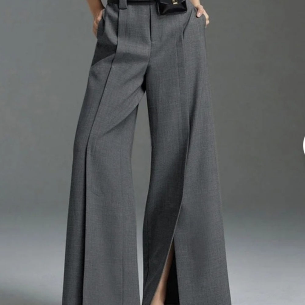 Gray Wide-Leg Women's Pants